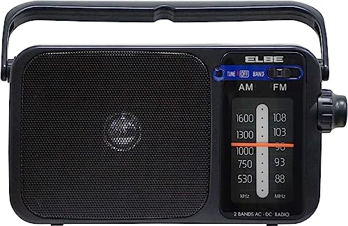 ELBE RF-942 Radio ANALOGICA PORTATIL Am/FM Negra ALIMENTACIÓN A Red O Pilas FACIL SINTONIZACION