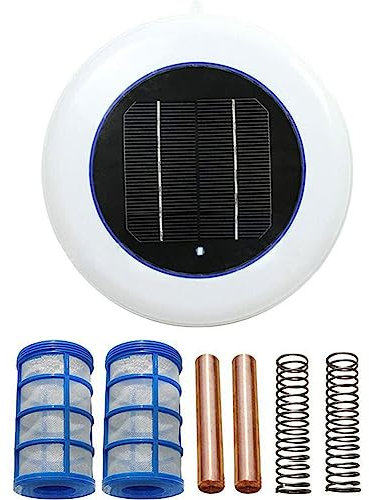 QUTBAG Solar-Pool-Ionisator, solarbetriebener Pool-Ionisator-Reiniger, Kupfer-Silber-Ionen-Schwimmreiniger, Wasseraufbereiter, Pool-Reinigungsgerät, chlorfreier Pool-Reiniger für Pools und SPA