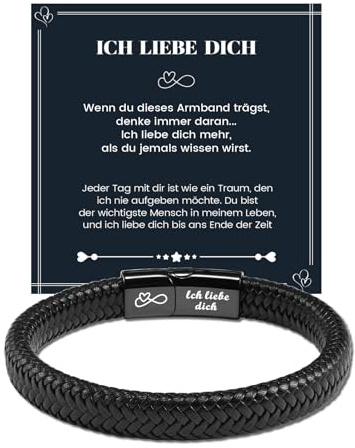 MANVEN Lederarmband für Manner Papa Sohn Bruder Abschluss Herren Geburtstag
