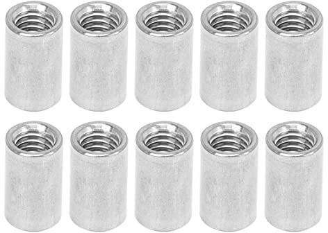 10 Stück Überwurfmutter M12 X 1,75 16 L35 Mm, 304 Rostbeständiger Edelstahl-Rundstangenverbinder, Innengewinde-Verbindungsmuttern, Heimdekoration, Mechanische Wartung