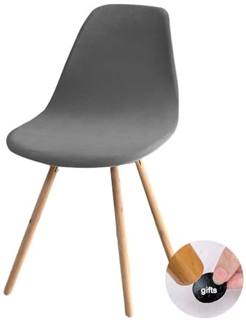 Highdi Samt Schalenstuhl Bezug, Stuhlbezug 1/2/4/6 er Set Stuhlbezüge Stretch Esszimmerstühle Bezug Moderne Elastischer Stuhlhussen Abnehmbar Waschbar Küchenstühle Husse (4PCS,dunkelgrau)
