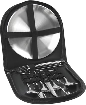 Yuecuu Camping Cutlery Set Stainless Steel 10-Piece Cutlery Picnic Crockery Set for 2 People Portable Outdoor Tableware for Camping, Picnic, Hiking