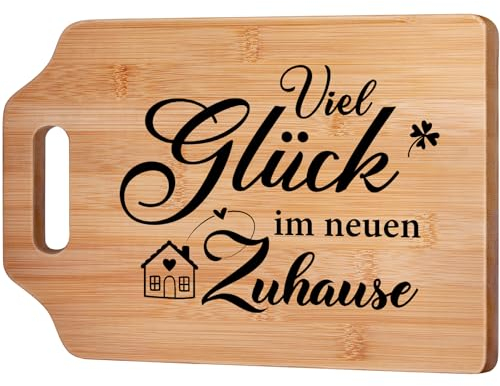 Geschenkideen zum Einzug - Bambus Schneidebrett, Einzugsgeschenke Haus, Einzugsgeschenke Wohnung, Geschenk zum Einzug ins Haus - Viel Glück im Neuen Zuhause, Neues Haus Geschenk