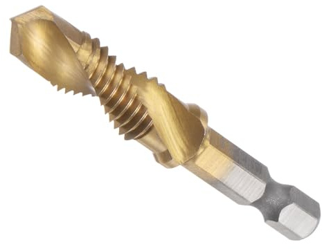 CoCud Foret et Taraud Combinés, Taille de Filetage M10 x 1,5, Queue Hexagonale de 1/4, Acier Rapide Revêtu de Titane 4341 - (pour Aluminium, Acier Inoxydable, Plastique)