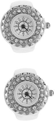 VALICLUD 2st Ringuhr Halloween- Herrenuhr Mit Diamanten Henne Aus Keramik Diamant- Herren Diamantringe Herrenuhren Schmuck Uhr Weiß Zinklegierung Mann Elektronisch Uhrenring