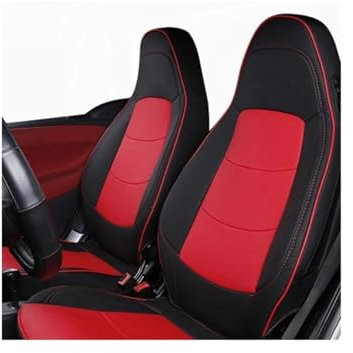 WEFOLCC Auto-Sitzbezüge Autositzkissen Autozubehör Sitzschutz Autositzbezug Für Mercedes Für Smart 451 Für Fortwo Vordersitzbezüge (Color : Black red)