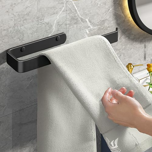 Geschirrtuchhalter, Handtuchhalter zur Wandmontage für Badezimmer, Handtuchhalter aus Aluminium, Handtuchring/-ständer, rostfrei, für Badezimmer und Küche (Größe: 17,5 cm, Farbe: Schwarz)