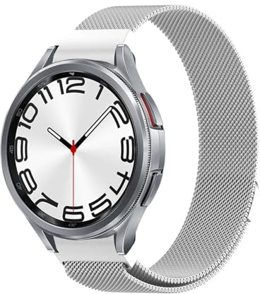 LKQASD Metallarmband kompatibel mit Galaxy Watch 6/5/4 44 mm 40 mm Magnetarmband Armband Correa Galaxy Watch 6 4 Classic 46 mm 47 mm Gürtel(Silver)