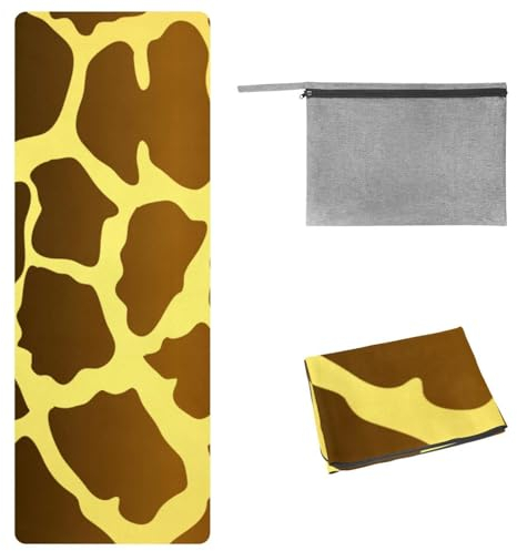 Eslifey Yoga-Handtuch, Tier-Giraffenhaut, rutschfest, schweißabsorbierend, Hot Yogamatte, Handtuch für Hot Yoga, Pilates und Fitness, 185 x 68 cm