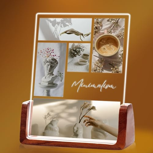 personalisierter Fotorahmen Acrylglas Rahmen mit Holzständer | Acryl Glasbild mit eigenem Foto mit - Glasfoto Jubiläumsgeschenk für Paare für Frauen und Männer (4 Größen: 15–25 cm)