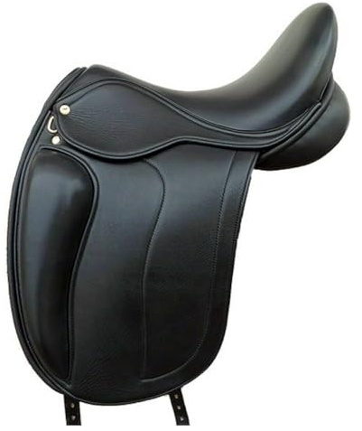Sazaar Tack English Dressage Cow Leather with Full Covered Softie Horse Saddle 13 to 19 Black ST-016 (14 Seat)