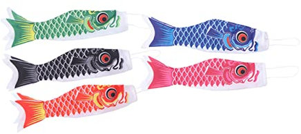 CIYODO 5stücke Karpfenfahne Japanischer Stil Windsack Hängende Windsäcke Outdoor Dekorative Flagge Gartenflagge Wetterfest Leuchtende Farben Für Grillabende Und Feste