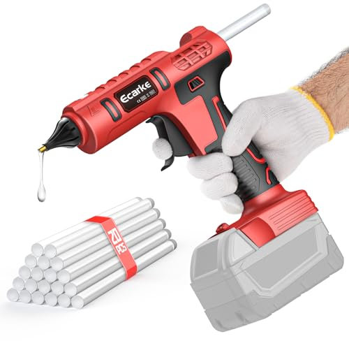 Ecarke Cordless Glue Gun for Mil Waukee 18V Lithium Battery Cordless Hot Sol Glue Gun Great for Repair Crafts DIY (with 20pcs 11mm Glue Sticks)