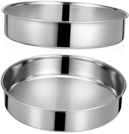 MAGICLULU Molde Redondo 2 Piezas de Acero Inoxidable para Pasteles Acabado Pulido, Resistente y Apto para Horno en Cocina Doméstica