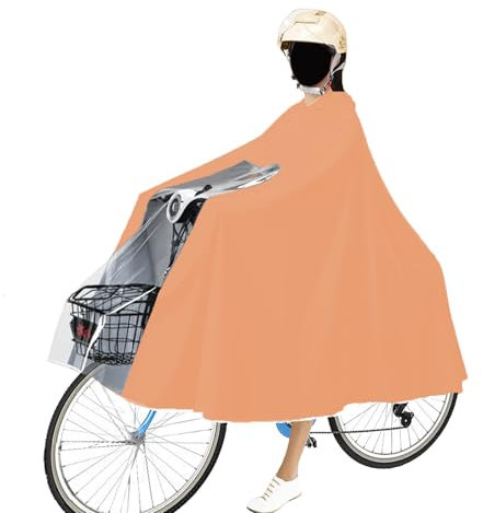 Generisk regnponcho cykel, kvinnor män vattentät cykling regncape, orange färg unisex återanvändbara regnkläder, för cyklar, mountainbikes, elcyklar, Orange färg, 4XL plus size tall
