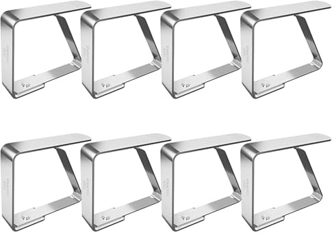 Pixaro 8 Stück Tischdeckenklammern - Tischklammern Edelstahl Tischdecken klammern, Tischdeckenhalter Tischdecke Clips Tischklammern, Silber Tischklammern für Dicke Tische