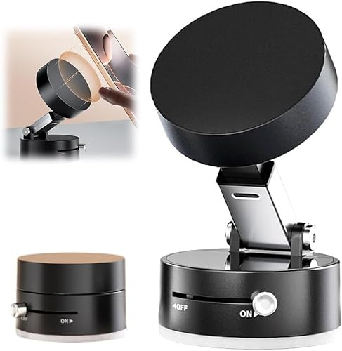 HOIDOKLY 2025 Nuevo Soporte Magnético para Teléfono con Ventosa al Vacío, Soporte Magnético Mejorado para Teléfono, Plegable y Retráctil de Doble Cara para Todos Los Teléfonos (Negro)