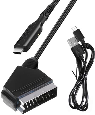 WUIOWPPIC Scart auf HDMI Adapter Scart-HDMI Adapter Scarts Auf Hdmi 1080P mit Eingangskabel Ausgangsanschluss für STB VHS Xbox HDTV PS3 Sky DVD Blu-ray usw
