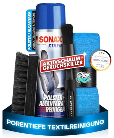 SONAX XTREME Polster & Alcantara Reiniger (400 ml) - Spezialreiniger für Textilien - schoned gründlicher Polsterreiniger - Ideal für die Autoinnenraum Reinigung auf Autositzen, Dachhimmel & Lenkrad