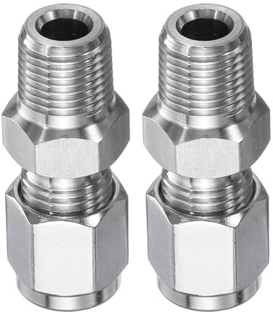 QUARKZMAN 2 Piezas Acoplamiento De Compresión 4mm Tubo OD x 1/8 NPT Roscado Macho Acero Inoxidable Conector Recto Adaptador De Compresión Para Tubos Para Aceite Gas Agua