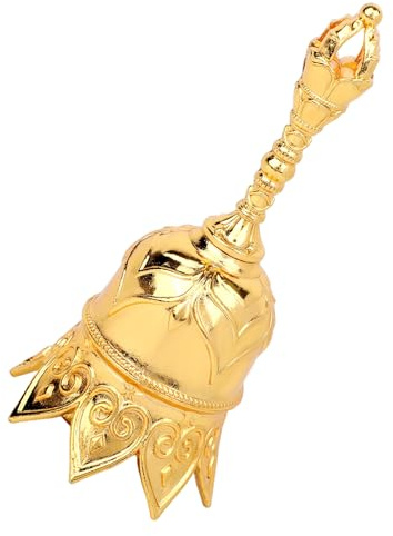Gosknor Clochette Main Alliage de Cuivre, Cloche Dorée Extra Sonore Petite Cloche Lotus pour Personnes Âgées Chevet Dîner Méditation Église & Cadeau Mariage