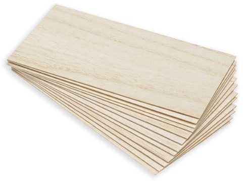 12PCS Paulownia Wood Sheets for Craft DIY: 200×100×1mm Thin Plywood Sheet - Unfinished Wood Board Sheets for Home Decoration, Woodcraft Model, Painting and Engraving