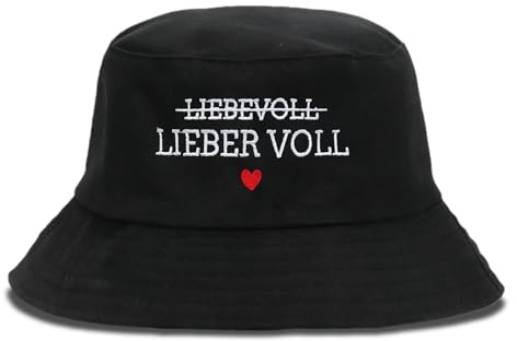 HUKUMA Fischerhut Damen, Anglerhut Herren, Lustige Hüte für Festival Accessoires, Schwarz Mallorca Sommerhut mit Spruch, Malle Bucket Hat Festivalhut für Herren Damen