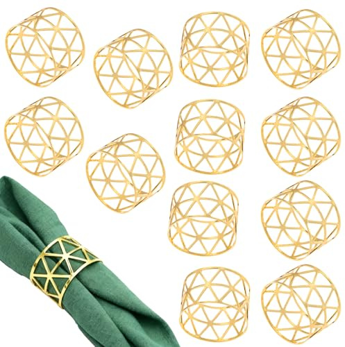 Servettring, guld, 12 st, elegant metall, servettspännen, servettring, jul, tupplur, för bordsdekoration, alla hjärtans dag, påsk, bröllop, jul, middag, fest