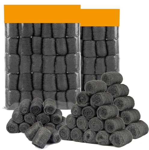 MAQIHAN Steel Wool Pads 0000 60PCS - Steel Wool 0000 Roll Glass Wood Fabric Metal Extra Fine Polishing Chrome Glass Polishing Pads Wool Steelwool Mice Control Weep Hole Covers Walls Fill