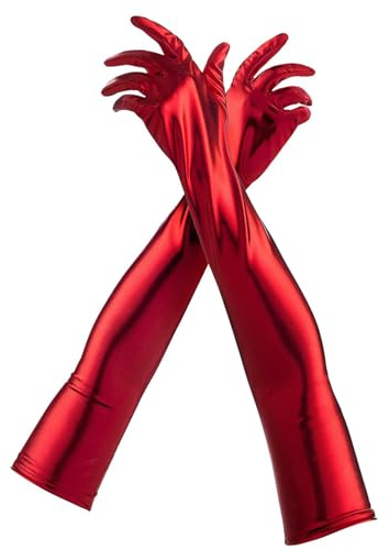 PARUPRUP Women's Sexy Faux Leather Long Gloves 50cm Wetlook Latex Handwear | Stretchy Elbow Mittens, Shiny Dress Up, Accessories 80's Opera, Party Clubwear, Adult Costume, Cosplay, Halloween, Christmas