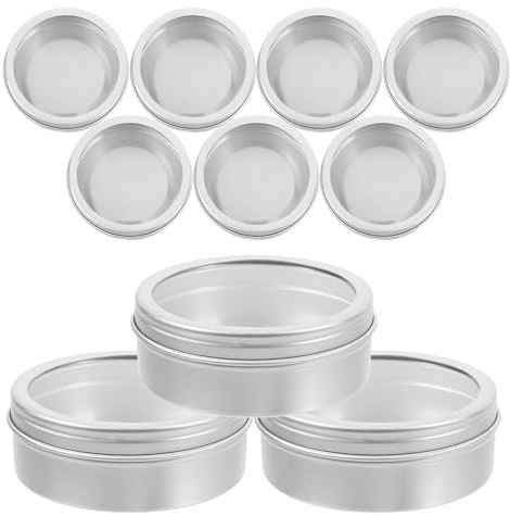 Homoyoyo Lot de 10 Boîtes Métalliques Rondes Vides en Aluminium 10 Ml avec Couvercles Transparents Hermétiques pour Conservation du Thé Café et Petits Aliments Boîtes à Café et Bocaux à