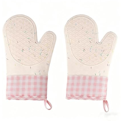 1 Stück niedliche Silikon-Küchenhandschuhe for einen Backofen, isolierend, hitzebeständig, mikrowellengeeignet, Backutensilien(Pink 2pcs)