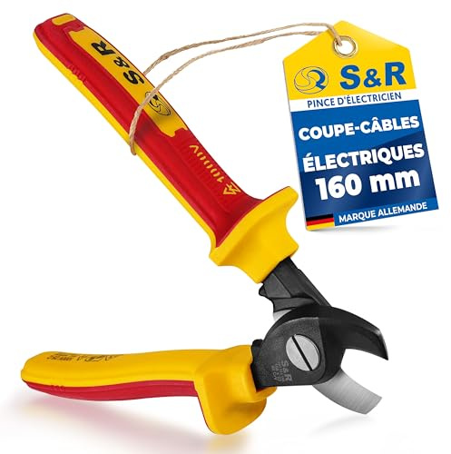 S&R Kabelsax VDE 1000 V elektrikerverktyg, 160 mm kabelskärare, trådskärare, HRC 56-62 värme- och induktionshärdad 60 CrV-legerat stål, precisionsslipning