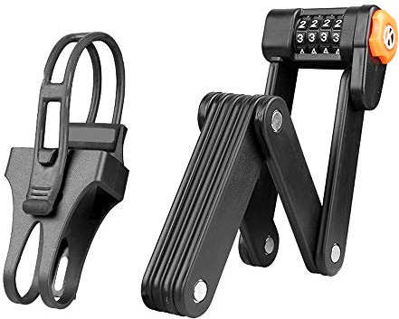 Candado de contraseña plegable portátil antirrobo de aleación de acero para bicicletas, 4 diales, cerradura digital de combinación de código secreto