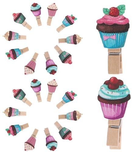 PRETYZOOM Mollette Portafoto in Legno a Clip Motivo Gelato, Set da 10 Pezzi, Piccole Mollette Decorative per Lavori Artigianali, Foto Clip per Cucina, Cameretta e Ufficio