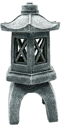 Veesper Lanterne de pagode Japonaise 3, 9x3, 9x9, 5 Pouces, Statue en Pierre étanche à énergie Solaire pour Jardin, Cour, Patio, Balcon, décoration de Paysage Zen d'extérieur Style Japonais.