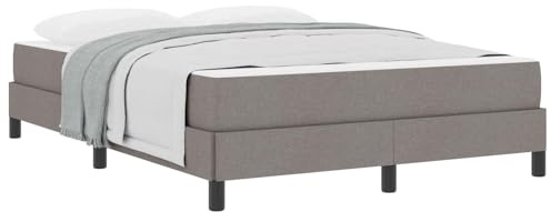 Mhdvray Boxspringbett Taupe 140 x 200 cm Stoffbezug Holzrahmen Modernes Design Robuste Taschenfederkernmatratze & Lattenrost für Schlafzimmer & Gästezimmer