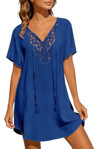 Hsternexy Strandponcho Damen Strandtunika Sommer Poncho Leicht Strand Überwurf Festival Outfit Beachwear Bademode Strandmode Pareos Strandkleider Badeanzug Boho Kleidung Bikini Cover Up