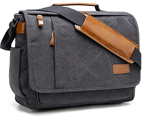 ESTARER Umhängetasche/Laptoptasche 15.6 Zoll für Arbeit/Uni aus Canvas Grau