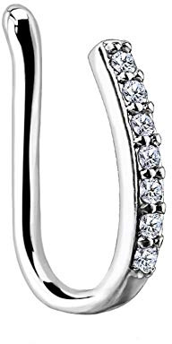 eeddoo® FAKE CLIP ON NASENPIERCING aus EDELSTAHL mit Kristallbogen