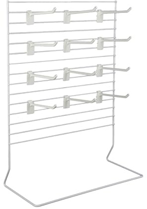 SSWBasics 12-Peg White Wire Countertop Rack - 12W x 15H - Display Racks for Vendors, Retail, Convenience, Craft Fairs, and Thrift Stores - Impulse Buy Display at Checkout - Use for Home Jewelry