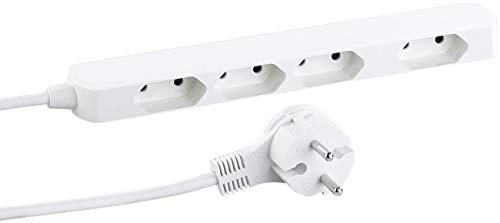 revolt Eurostecker Verteiler: Extraschmale 4-fach-Steckdosenleiste für Eurostecker, 230 V, 2.300 W (Verteiler flach, Steckdosenleiste Wandmontage, Strom)