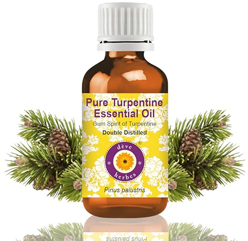 Deve Herbes Turpentine Essential Oil (Pinus palustris)-Gum Spirit of Turpentine Pure | Non-Sticky | Non-Greasy | Lightweight | Men & Women | All Skin Types | Double Steam Distilled 50ml