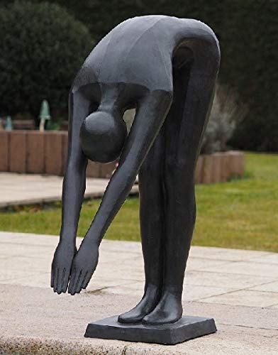 IDYL Bronze Skulptur Frau am Beckenrand|90x30x50 cm | Bronze-Figur handgefertigt | Gartenskulptur oder Teich-Pool-Dekoration | Hochwertiges Kunsthandwerk | Wetterfest