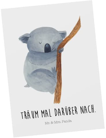 Mr. & Mrs. Panda Grußkarte Koalabär - Geschenk, schlafen, Traumland, Bär, Koala, Postkarte, Lustige Sprüche, Träumen, Ansichtskarten, Ansichtskarte, Postkarten, Fotokarte, Schlafzimmer