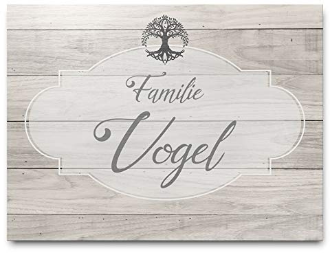 Edles Türschild Familie mit Namen aus echtem Holz im stilvollen Design | Holz Schild für die Haustür |Wohnungstür in unterschiedlichen Größen | selbstklebend - mit Bohrlöchern - mit hübscher Kordel