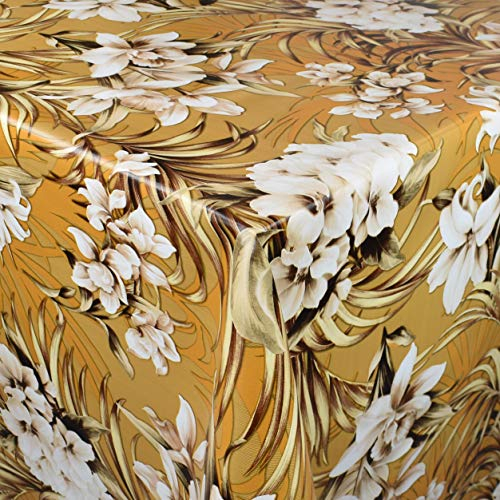 Kevkus 01439-02 Nappe en toile cirée au mètre Motif fleurs de lys Orange Fleurs au choix Rectangulaire Rond Ovale (bordure en plastique) 110 x 260 cm rectangulaire Table à bière XXL)