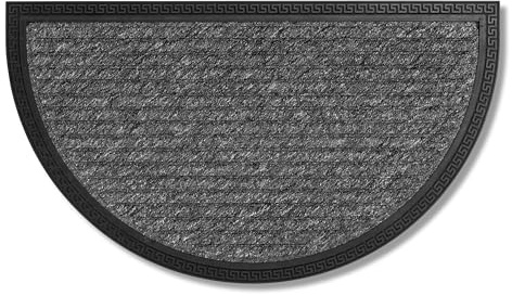 Astra Zerbino per esterni e interni - 40x70cm Semicerchio Linee grigie - Zerbino antiscivolo - Tappeto cattura-sporco molto resistente - Zerbino per gradini