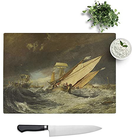 Fishing Boats Entering Callais by Joseph Mallord William Turner - Textured Chopping Board - Worktop Saver - Cutting Board - Heat Resistant, Shatterproof and Hygenic - 28.5 x 20 cm