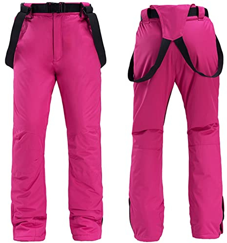 QIULAO Skihose for Erwachsene, Hosenträger for Herren und Damen, Schneehose, Wasser- und Winddichte Furnier-Skihose, warme und atmungsaktive Wintersportbekleidung (Color : Rojo, Größe : M)
